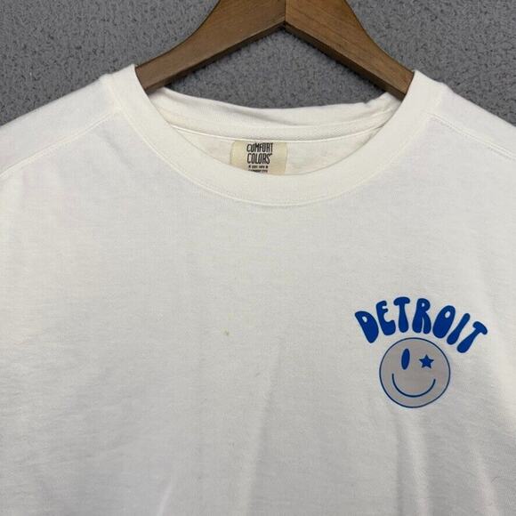 Detroit Sweatshirt Women's Medium White Blue Graphic Crewneck Spellout Football - Picture 3 of 10